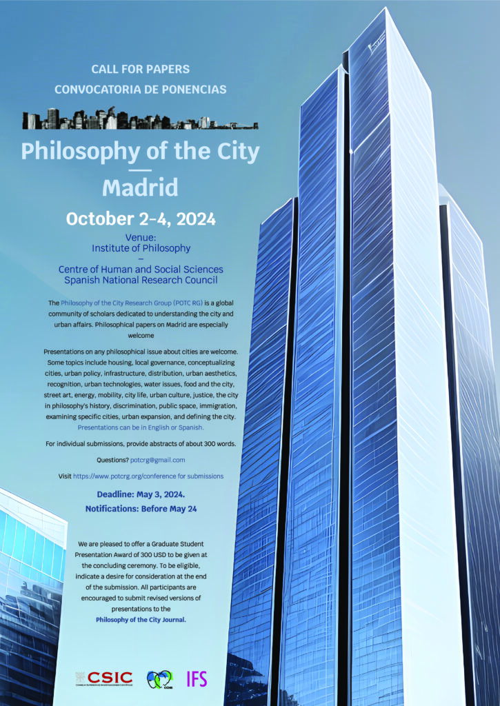 Philosophy of the City—Madrid October 2-4, 2024